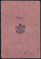 1924 Román útlevél, okmánybélyegekkel, pecsétekkel, 13,5x9,5 cm