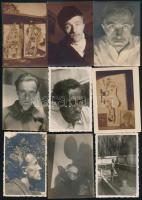 cca 1933 Fényképek Kerényi Jenő szobrász festőművész alkotásairól és ő magáról, hátuljukon feliratoz...