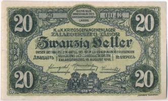 Zalaegerszeg / hadifogolytábor 1916. augusztus 15. 20f arab sorozat és sorszámmal T:II szakadás