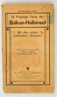 1914 G. Freytags Katre der Balkan-Halbinsel / A Balkán-félsziget politikai térképe, 1:1250 000, német nyelvű, hajtott, ragasztott, 70x80 cm