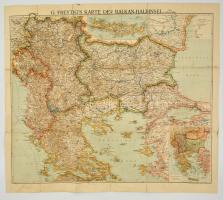 1914 G. Freytags Katre der Balkan-Halbinsel / A Balkán-félsziget politikai térképe, 1:1250 000, néme...