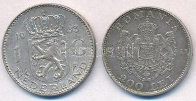 Vegyes: Hollandia 1963. 1G Ag "Julianna" + Románia 1942. 200L Ag T:2
Mixed: Netherlands 1...