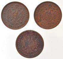 1859B 1kr Br + 1863E 1kr Br + Ausztria 1873A 1kr T:1--3