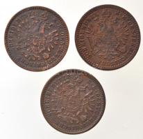 1858B 1kr Br + Ausztria 1869A 1kr Br + 1891 1kr T:1--3