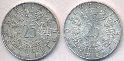 Ausztria 1956. 25Sch Ag "Mozart" + 1957. 25Sch Ag "800 éves a Mariazelli kegytemplom&...