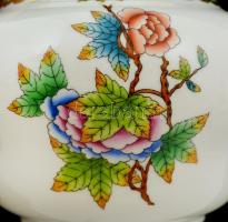 Herendi Viktória mintás bonbonier, kézzel festett, jelzett, hibátlan, m:19 cm, d:15 cm