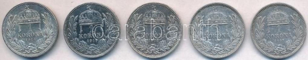 1893KB-1916KB 1K Ag "Ferenc József" (5x) T:2,2-