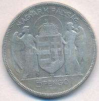 1930. 5P Ag "Horthy jobbra" T:3 ph. 
Adamo P8