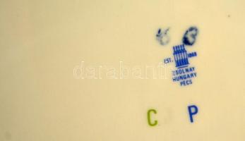 Zsolnay Pompadour mintás tál, matricás, jelzett, hibátlan, 22,5×22,5 cm