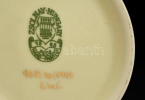 Zsolnay szőlő mintás fedeles váza, kézzel festett, jelzett, hibátlan, m:17 cm