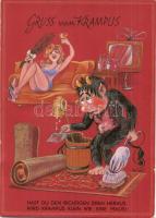 4 db MODERN erotikus krampuszos képeslap sorozat / 4 modern erotic Krampus postcard series