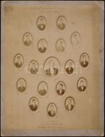 Két régi tablófotó különféle intézményekből, nevesített portrékkal, 24x40 cm