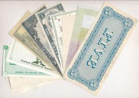 11db-os vegyes külföldi tétel, benne csekkek, propaganda- és szükségpénzek, játékpénzek, köztük &quo...
