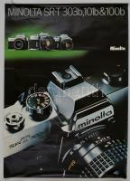 cca 1975 Minolta fényképezőgép reklámplakát, kissé gyűrött, 84x60 cm / Minolta cameras advertisement poster, with minor creases, 84x60 cm