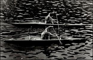 Evezősök, 4 db vintage fotóművészeti alkotás, 40x30 cm és 18x38 cm között