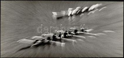 Evezősök, 4 db vintage fotóművészeti alkotás, 40x30 cm és 18x38 cm között