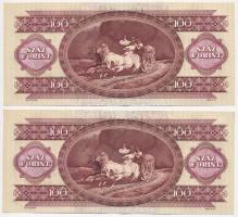 1984. 100Ft (2x) sorszámkövetők, nyomdai festékfoltok T:II