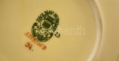 Zsolnay búzavirág mintás kis kaspó,kézzel festett, jelzett, hibátlan, m:6 cm, d:12 cm