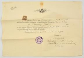 1927 Vizsgálóbizottsági bizonyítvány ügyvédi vizsga letételéről, okmánybélyeggel, aláírásokkal
