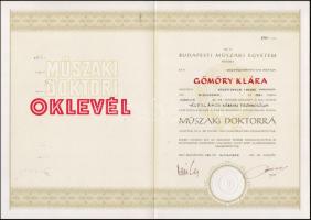 1984 a BME műszaki doktori oklevele, okmánybélyeggel