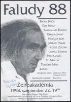 Faludy György (1910- 2006) Kossuth-díjas magyar költő, műfordító aláírása, 88. születésnapjára szervezett rendezvény szórólapján