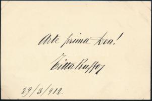 1912 Titta Ruffo (1877-1953) olasz operaénekes aláírása papírlapon, 14x9 cm / autograph signature of Titta Ruffo Italian opera singer