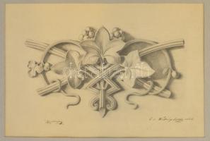 Wiettinghoff Evald (1826-1882): Fríz minta 1866. Ceruza, papír, jelzett, paszpartuban, 21×47 cm