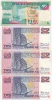 Szingapúr 1989. 5$ + 1992. 2$ (3x) T:III Singapore 1989. 5 Dollars + 1992. 2 Dollars (3x) C:F Krause 19, 28