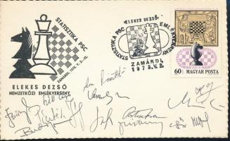 1978 Az Elekes Dezső nemzetközi sakk emlékverseny résztvevőinek aláírásai emléklapon