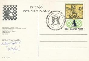 1978 az Alföldi László sakk emlékverseny két női sakkmester résztvevőjének aláírása emléklapon