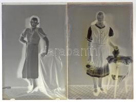 cca 1948 Glázner Mária (?-?) csongrádi fényképész hagyatékából 13 db üveglemez negatív, különféle té...