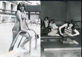 cca 1977 Heilig Gábor és Eszményi Viktória előadóművészek, 13 db vintage fotó a fiatal házasokról, a...