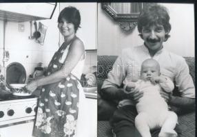 cca 1977 Heilig Gábor és Eszményi Viktória előadóművészek, 13 db vintage fotó a fiatal házasokról, a...