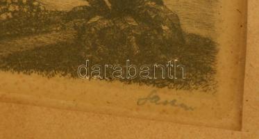 Olvashatatlan jelzéssel: Budai Vár cca 1920. Rézkarc, papír, üvegezett keretben, 9×12  cm