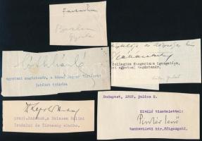 25 darabos aláírásgyűjtemény. Magyar tudósok saját kezű aláírásai kivágáson Kornis Gyula, Herter Ant...