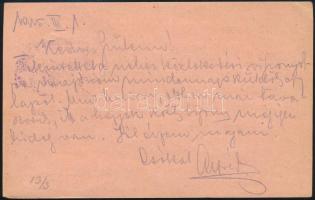 1915 Brandmayer (Bántay) Alfréd vezérkari kapitánynak, a 6. vegyesdandár parancsnokának saját kézzel...