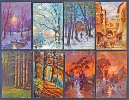 80 db RÉGI művész motívumlap, olajfestmény lapokkal / 80 pre-1945 art motive postcards with oil painting postcards