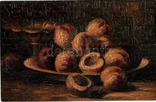 66 db RÉGI csendéletes művész motívumlap, olajfestmény lapokkal és lithokkal / 66 pre-1945 still lif...