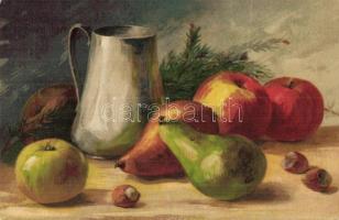 66 db RÉGI csendéletes művész motívumlap, olajfestmény lapokkal és lithokkal / 66 pre-1945 still lif...