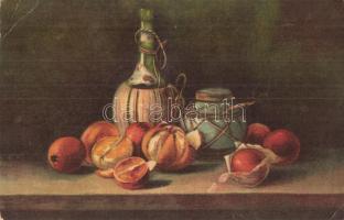 66 db RÉGI csendéletes művész motívumlap, olajfestmény lapokkal és lithokkal / 66 pre-1945 still lif...