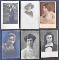78 db RÉGI motívumlap hölgyekről, sok családi fotó képeslappal / 78 pre-1945 ladies motive postcards with many family photo postcards