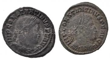 Római Birodalom / Ticinum / I. Constantinus 313-314. AE Follis (3g) + 314-315. AE Follis (2,87g) T:2,2- Roman Empire / Ticinum / Constantine I 313-314. AE Follis IMP CONSTANTINVS P F AVG / SOL INVI-C-TO COMITI - * - P-T (3g) + 314-315. AE Follis IMP CONSTANTINVS P F AVG / SOL INVI-C-TO COMITI - * - T.T (2,87g) C:XF,VF RIC VII 7; 21.