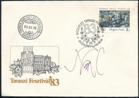 1983 Tavaszi Fesztivál FDC Szász Endre grafikus, a bélyeg tervezőjének aláírásával