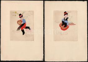 B. Koppány György: 8 db grafikája. Színes rézkarc,, linómetszet papír, nagyrészt jelzett,