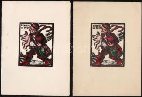 B. Koppány György: 8 db grafikája. Színes rézkarc,, linómetszet papír, nagyrészt jelzett,