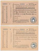 Budapest ~1950. "Zsiradékforgalmi Vállalat" zsírbeszolgáltatási utalványai 5Ft-60Ft értékb...