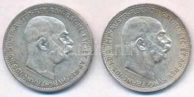 Ausztria 1913-1914. 1K Ag "Ferenc József" (2x) T:2 Austria 1913-1914. 1 Corona Ag "Franz Joseph" (2x) C:XF