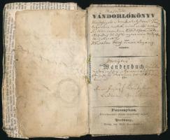 1836 Tímár legény vándorkönyve, mely szinte teljesen be van írva, és melyet a korábbi betelt helyett kapott. Korabeli újságpapírba kötve / Wander book