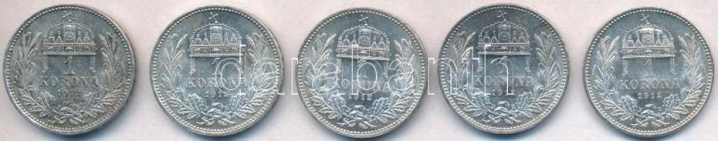 1912KB 1K Ag "Ferenc József" (5x) T:1,1-
Adamo K5.1