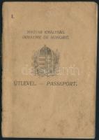 1924 A Magyar Királyság által kiállított fényképes útlevél, pecsétekkel, okmánybélyegekkel / Hungarian passport